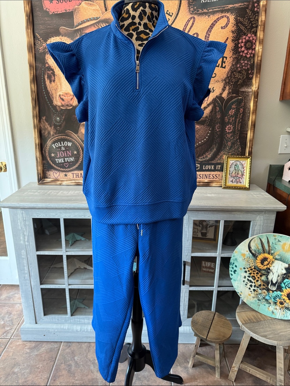 DOUBLE TAKE 2Piece Royal Blue Women's Set Sz XL